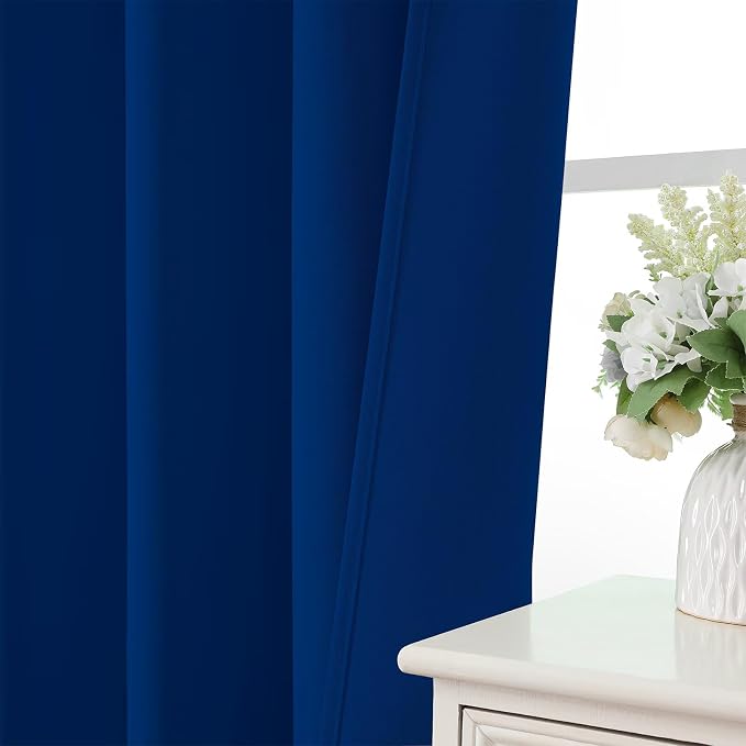 CUCRAF Royal Blue Blackout Curtains 45 inch Length 2 Panels Set, Rod Pocket - Image 6
