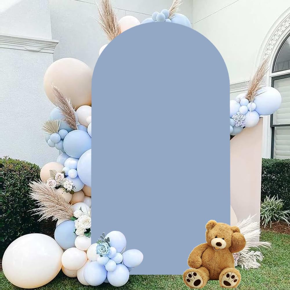 Wedding Arch Cover Dusty Blue Arches Stand Covers 7.2FT Arch-Backdrop-Cover Spandex Arch Covers Stretchy Backdrop for Wall Panels Chiara Back Drop Cover Baby Shower Balloon Party Decorations