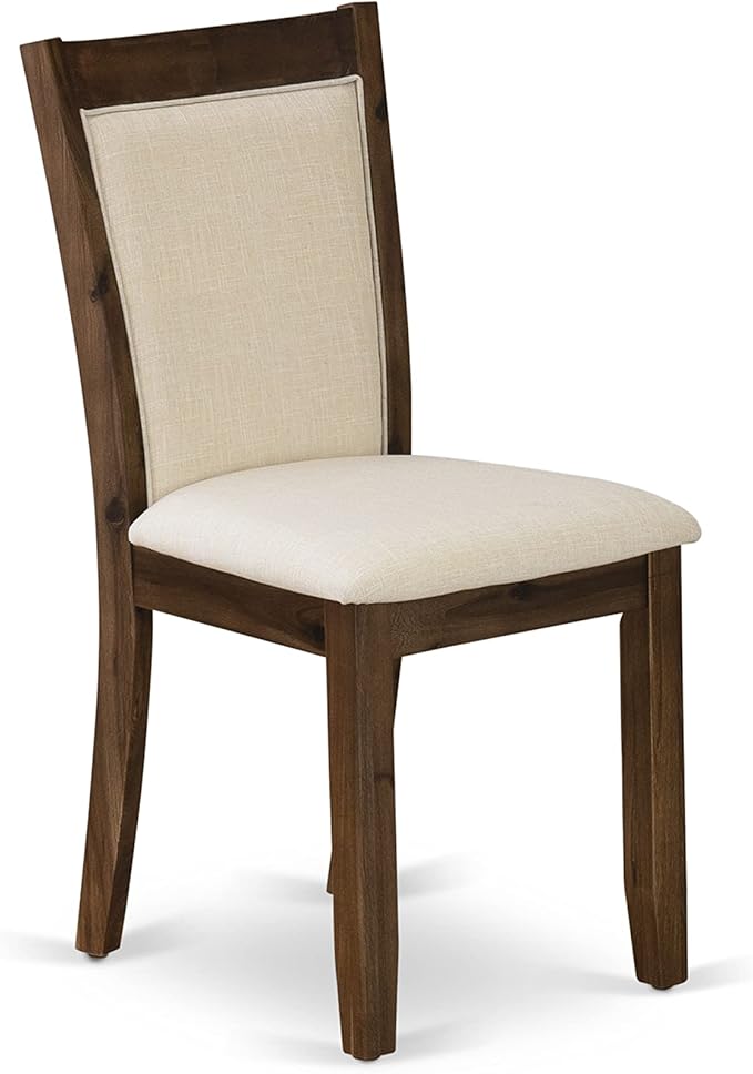 East West Furniture X797MZN32-7 7 Piece Dining Room Furniture Set Consist of a Rectangle Dining Table with X-Legs and 6 Light Beige Linen Fabric Parsons Chairs, 40x72 Inch, Multi-Color