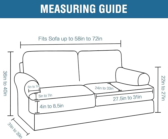 H.VERSAILTEX Sofa Cover 3 Piece T Cushion Loveseat Slipcovers Thick Velvet Couch Cover Stretch T Cushion Sofa Covers for 2 Cushion Couch with 2 Individual T Cushion Covers, Burnt Brick