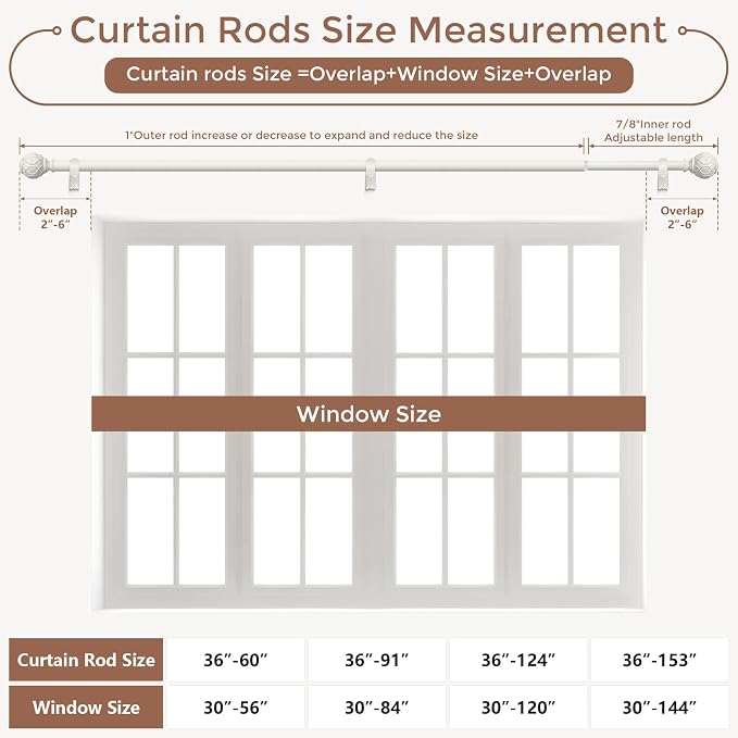 White Curtain Rods for Windows 48 to 84 Inch, Antique Decorative 1 Inch - Image 7