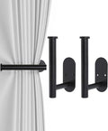 Hoousuper 2pcs Black Stainless Steel Curtain Holdbacks, Wall Mounted Curtain by Hoousuper