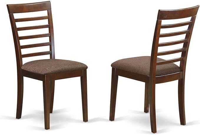 East West Furniture DLML5-MAH-C 5 Piece Dining Table Set for 4 Includes a Round Kitchen Table with Dropleaf and 4 Linen Fabric Upholstered Dinette Chairs, 42x42 Inch, Mahogany