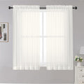 OWENIE Sheer Curtains Ivory, Short Panels Rod Pocket 2 Panels, Cafe Curtains by OWENIE