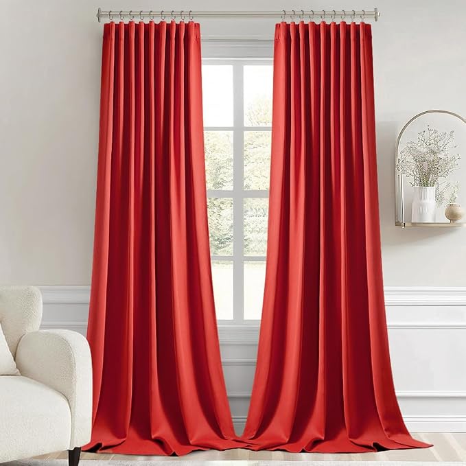 MIULEE Christmas Red Back Tab Blackout Curtains 108 Inch Long 2 Panels Set - Image 9