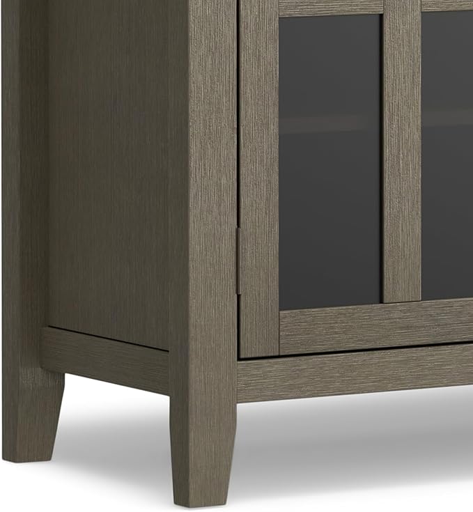 SIMPLIHOME Artisan SOLID WOOD 53 inch Wide Transitional TV Media Stand in Farmhouse Grey For TVs up to 60 inches for the Living Room and Entertainment Center