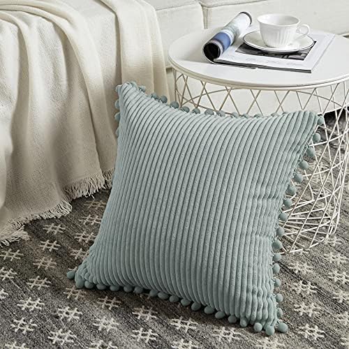 Fancy Homi 24x24 Pillow Covers, Super Soft Corduroy Square Solid Cushion Cover - Image 2