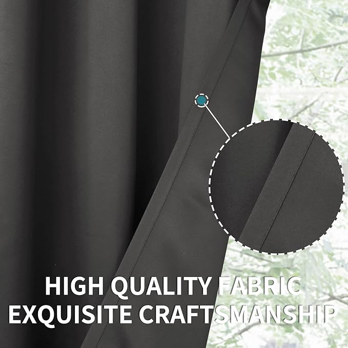 BGment Dark Grey Short Blackout Curtains - Image 7
