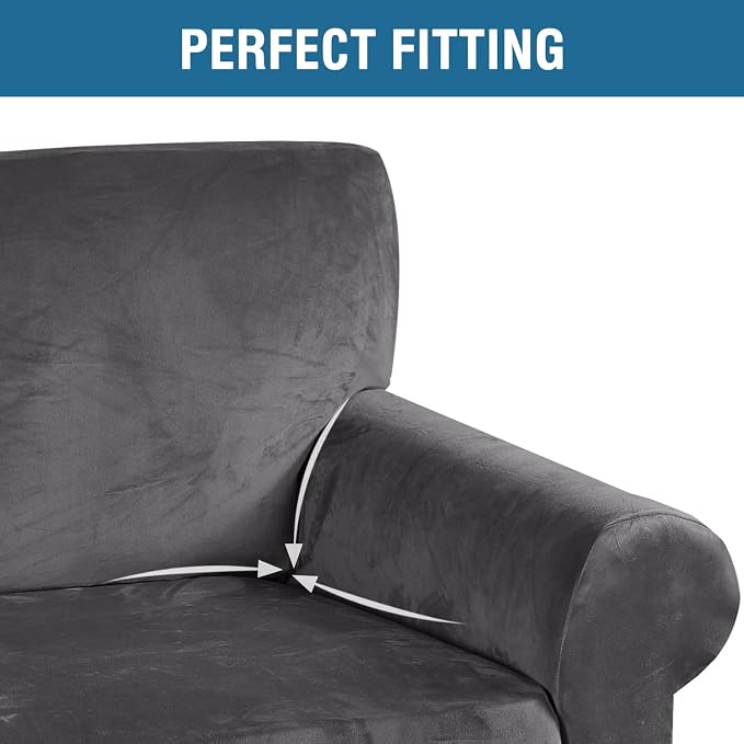 H.VERSAILTEX Stretch Velvet Sofa Covers Large Couch Covers Sofa Slipcovers - Image 4