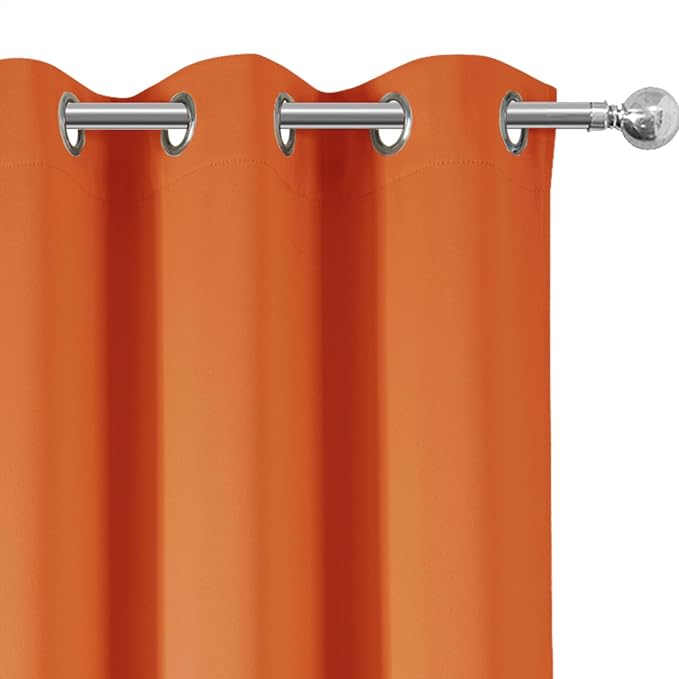 LEMOMO Blackout Curtains 52 x 90 Inch Long Orange Curtains Set of 2 Panels Room - Image 6