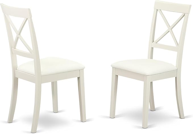 East West Furniture VABO9-LWH-LC 9 Piece Dining Set Includes an Oval Dining Room Table with Butterfly Leaf and 8 Faux Leather Upholstered Kitchen Chairs, 40x76 Inch, Linen White