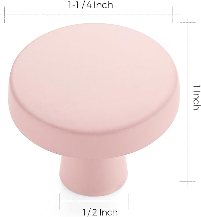 Ravinte 15 Pack Drawer Pulls 1-1/4 Inch Pink Kitchen Cabinet Knobs Solid Round Dresser Handles for Simple Cupboard Hardware