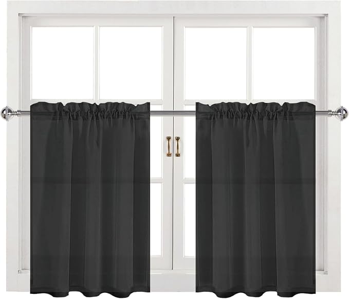 DWCN Black Sheer Curtains for Kitchen Windows - Image 9