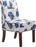 Chair Dining, Upholstered Dining Chair, Accent Chair with Solid Wood Legs and Padded Seat, White Velvet with Ink Paint Pattern Armless Accent Chair for Living Room, Bedroom, Kitchen…