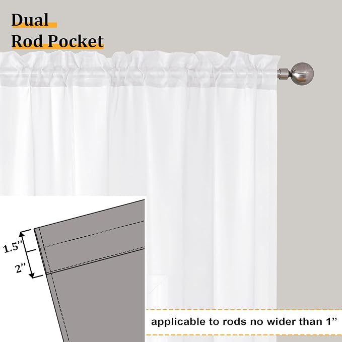 Aiyufeng Voile Sheer White Curtains - Image 3