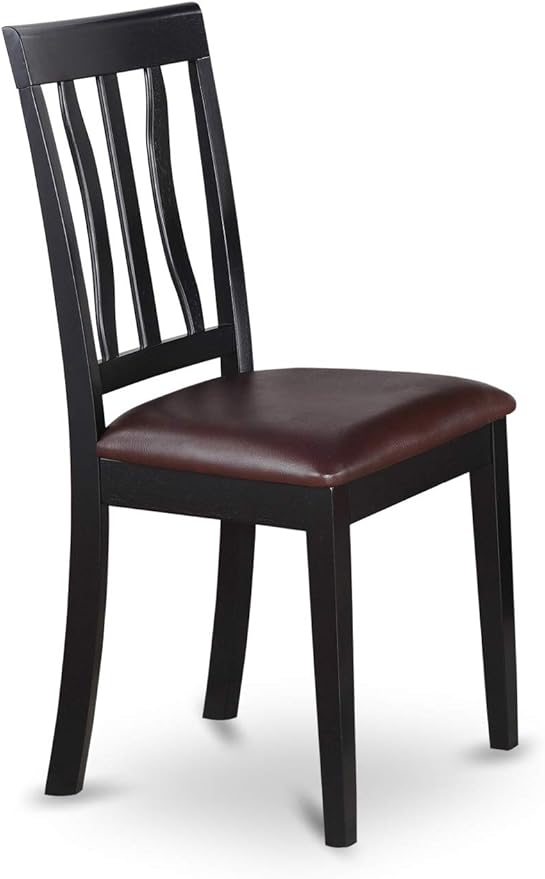 East West Furniture LGAN9-BCH-LC 9 Piece Kitchen Table & Chairs Set Includes a Rectangle Dining Room Table with Butterfly Leaf and 8 Faux Leather Upholstered Chairs, 42x84 Inch, Black & Cherry