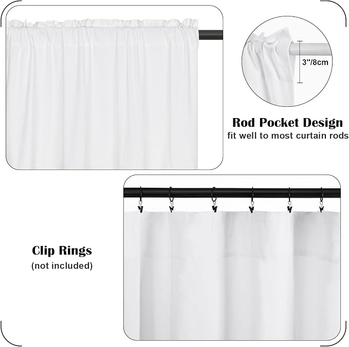 FRAMICS Farmhouse Swag Curtain, Boho Cotton Linen Valance Curtain, Rustic - Image 4