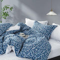 Blue Delicate Foliage Botanical Cotton Comforter Set Queen Size 3PC by LEMIROEBEDDING