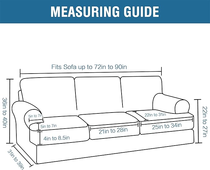 H.VERSAILTEX Thick Velvet Sofa Cover - 4 Piece T Cushion Slipcover Set for 3 Cushion Couch - Stretch, Washable, Caramel
