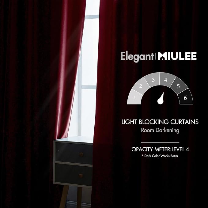 MIULEE Velvet Curtains 108 inches Long 2 Panels - Image 5