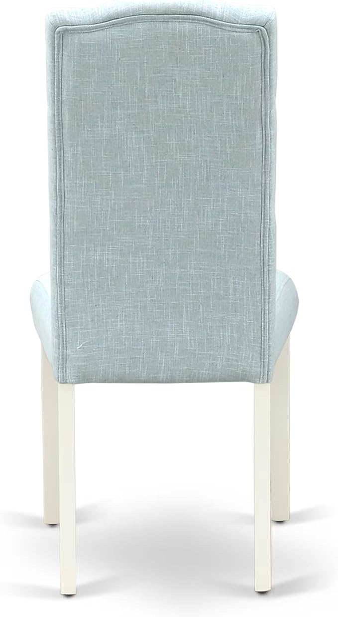 East West Furniture V097CE215-9 9 Piece Kitchen Table Set Includes a Rectangle Dining Table with V-Legs and 8 Baby Blue Linen Fabric Parsons Dining Chairs, 40x72 Inch, Multi-Color
