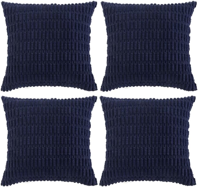 Fancy Homi 4 Packs Navy Blue Decorative Throw Pillow Covers 14x14 Inch by Fancy+Homi