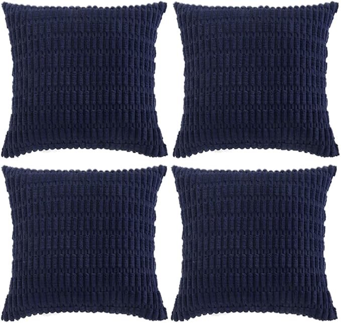 Fancy Homi 4 Packs Navy Blue Decorative Throw Pillow Covers 22x22 Inch by Fancy+Homi
