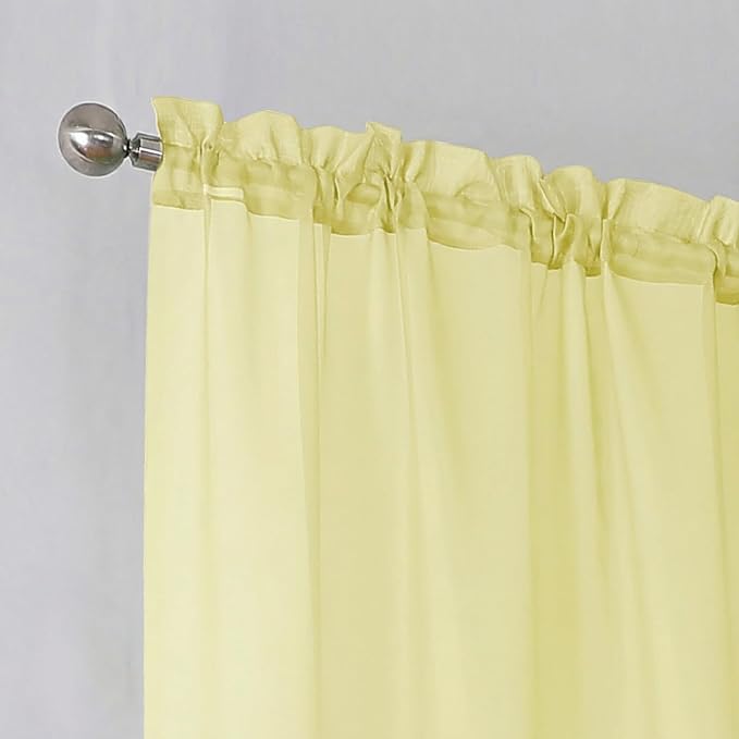 Simplebrand Light Yellow Sheer Curtains 72 Inches Long 2 Panels - Image 7
