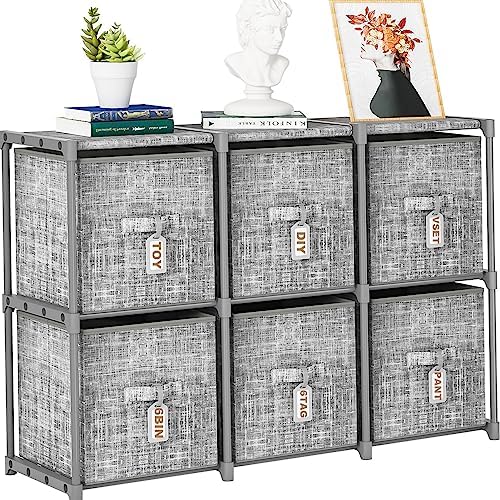 Cube Storage Organizer Shelf + 6 Bins + Labels by LUKYTOWER