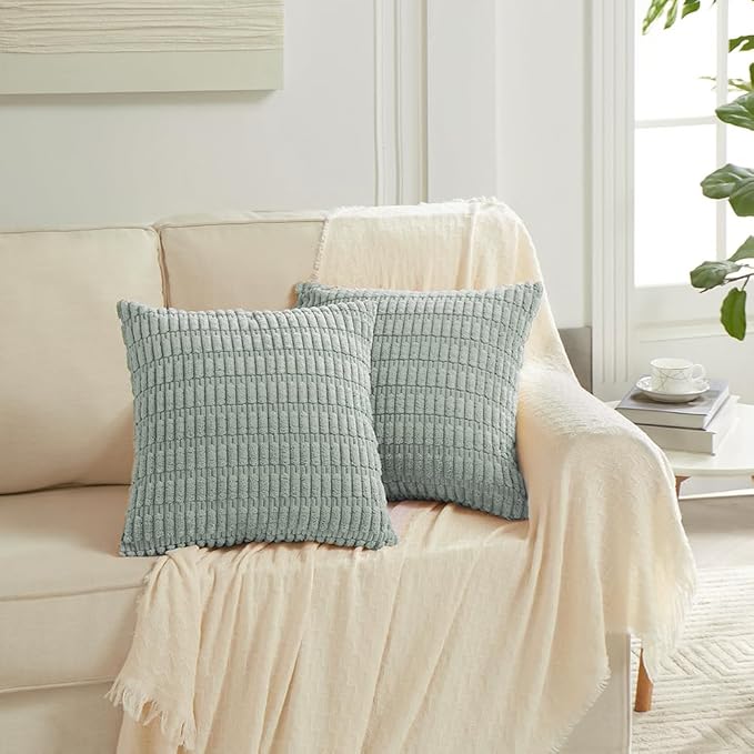 Fancy Homi 4 Packs Grey Blue Euro Decorative Throw Pillow Covers 26x26 Inch - Image 6