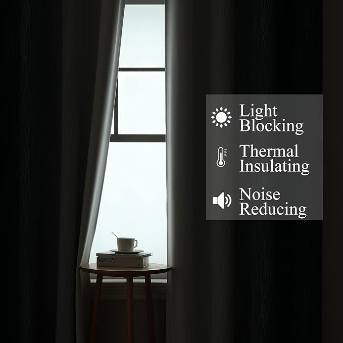 Estelar Textiler Navy Blue and Greyish White Blackout Curtains 108 Inches Long - Image 3