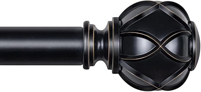 KAMANINA Curtain Rods for Windows 66 to 120 Inch, 7/8 Inch Black Heavy Duty by KAMANINA