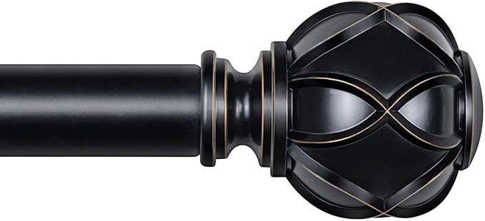 KAMANINA 1 Inch Extra Long Curtain Rod 140 to 195 Inches Black Heavy Duty by KAMANINA