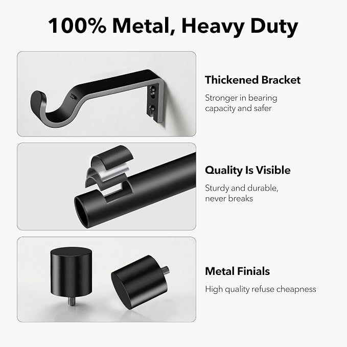 IFELS 2 Pack Heavy Duty Curtain Rods - Image 4