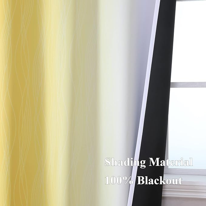 Estelar Textiler Yellow and Greyish White Blackout Curtains - Image 5