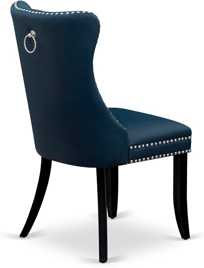 East West Furniture LGDA9-BLK-29 9 Piece Dinette Set Includes a Rectangle Dining Table with Butterfly Leaf and 8 Polyester Fabric Upholstered Chairs, 42x84 Inch, Black