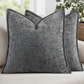 MIULEE Slubby Textured Decorative Throw Pillow Covers Dark Grey 18x18 by MIULEE