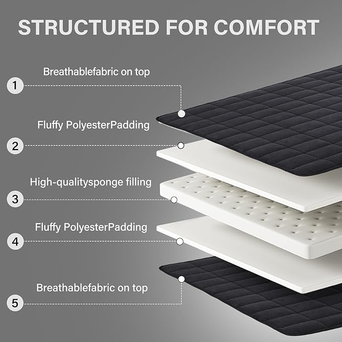 Welnow Japanese Futon Floor Mattress, Queen Size Thick Tatami Mat Portable & Foldable Roll Up Floor Bed Mattress with Storage Bag, Sleeping Pad for Adults, Dorm, Guest Bed, Camping and Travel, Black