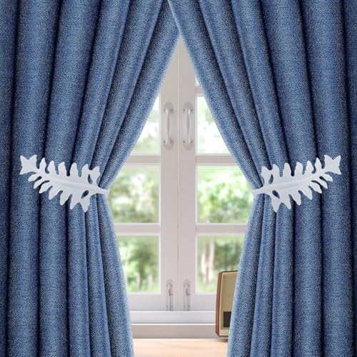 Bitray 2Pcs White Vintage Leaf Curtain Tiebacks Wall Holdbacks - Image 5