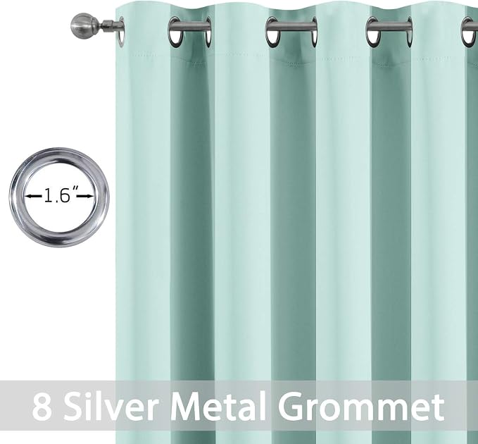 Yakamok Aqua Curtains 96 Inch Length Blackout Room Darkening Drapes Thermal - Image 4
