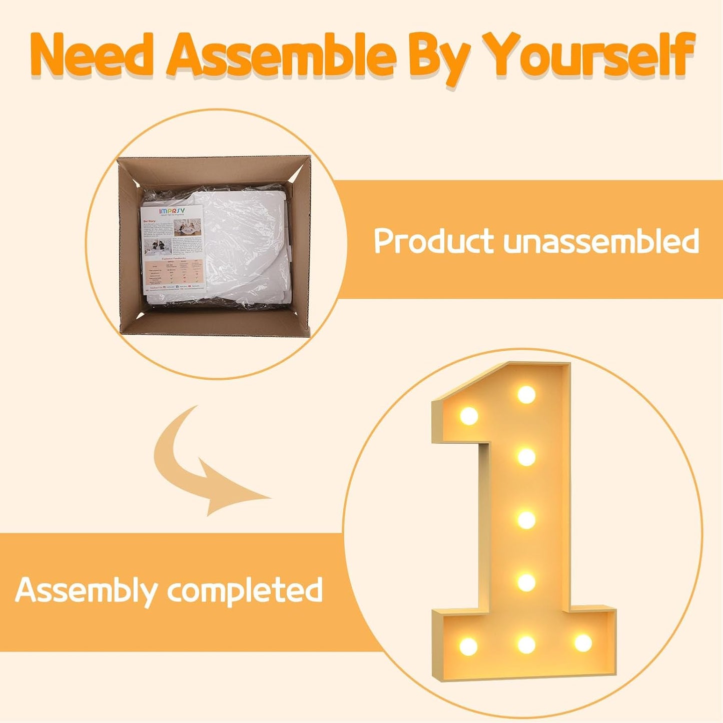 Marquee Numbers 3 Feet Tall Large Light Up Numbers 1st 16th 21st Wild One Birthday Decorations Girl Boy Big Yellow Light Outdoor Anniversary Decorations Balloon Arch Kit Party Backdrop 1