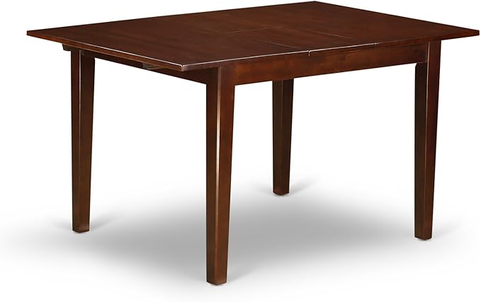 East West Furniture NOCE5-MAH-10 5 Piece Kitchen Table Set Includes a Rectangle Dining Room Table with Butterfly Leaf and 4 Dahlia Linen Fabric Upholstered Chairs, 32x54 Inch, Mahogany
