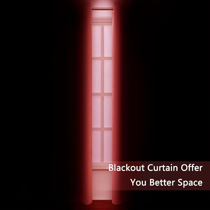 LEMOMO Blackout Curtains 66 x 84 inch/Bright Red Curtains Set of 2 - Image 3