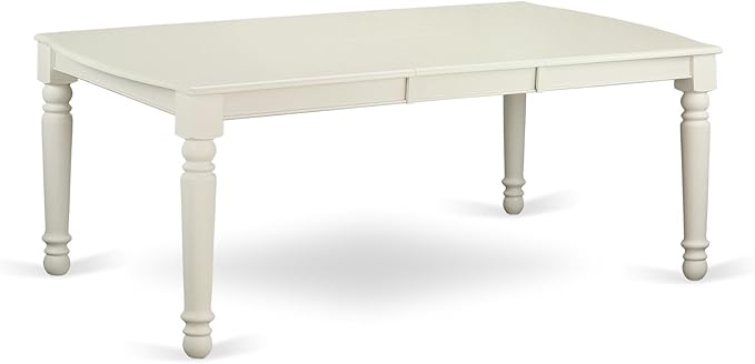 East West Furniture DOVE7-LWH-W 7 Piece Dining Table Set Consist of a Rectangle Dining Room Table with Butterfly Leaf and 6 Wooden Seat Chairs, 42x78 Inch, Linen White