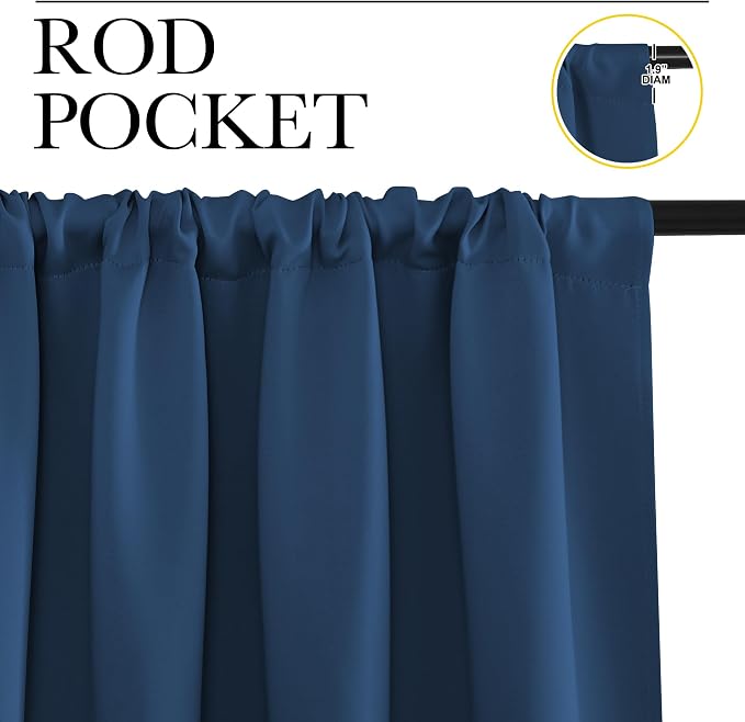 NICETOWN Blackout Curtains for Living Curtains, Moroccan Blue, 52 by 63 Inch - Image 2