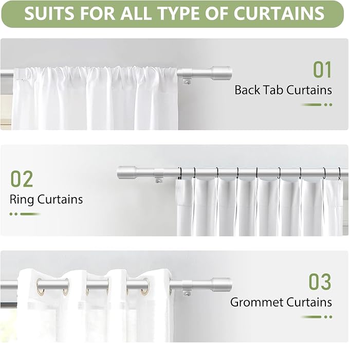 5/8” Diameter Curtain Rods 30-60 Inch, - Image 7