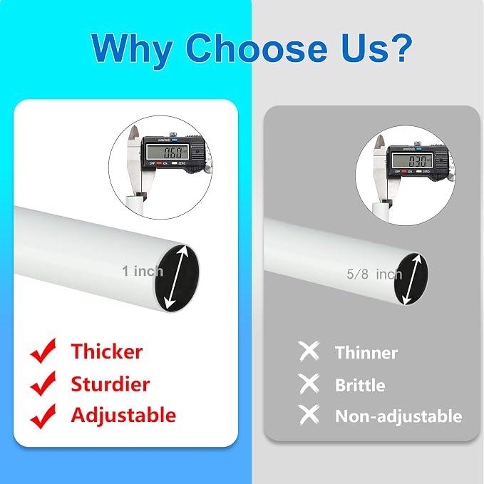 Byondeth Curtain Rods for Windows 16 to 144 Inches Adjustable Length 1 Inch - Image 5