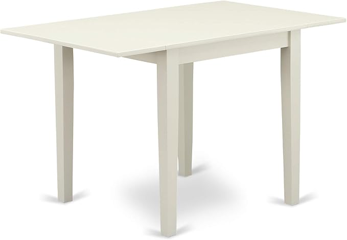 East West Furniture NDAV5-LWH-W 5 Piece Dining Room Table Set Includes a Rectangle Dining Table with Dropleaf and 4 Wood Seat Chairs, 30x48 Inch, Linen White