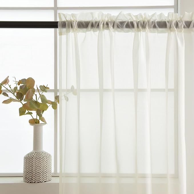 SpaceDresser Basic Rod Pocket Sheer Voile Window Curtain Panels White 1 Pair 2 - Image 4