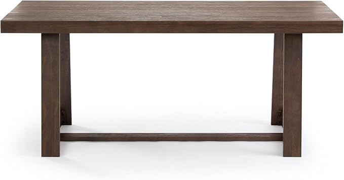 Plank+Beam 72 Inch Farmhouse Dining Table, Solid Wood Rustic Kitchen Table, Large Wooden Rectangular Dinner Table for Dining Room, Home Office, Living Room Furniture, Easy Assembly, Walnut Wirebrush